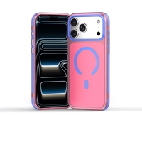 Coques de téléphone portable magnétiques translucides mates HONATOP pour 18 16 17 Pro, avec bords contrastés, protection antichoc