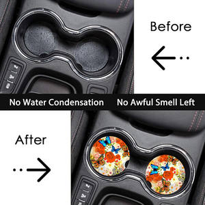 Fleurs papillons voiture porte-gobelet sous-verres accessoires <span class=keywords><strong>de</strong></span> voiture intérieur esthétique absorbant céramique caboteur liège dos décor cadeaux - Product Image 3