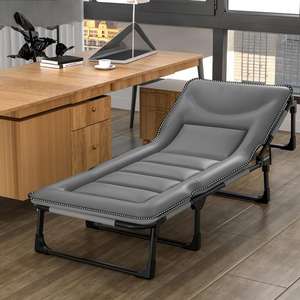 Cama de Camping Plegable Moderna para Adultos - Portátil para Uso en Playa y Sala de Estar con Estructura de Acero y Material de Cuero para un Descanso Cómodo - Product Image 1