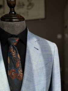 <span class=keywords><strong>Blazer</strong></span> da <span class=keywords><strong>Uomo</strong></span> <span class=keywords><strong>di</strong></span> Alta Qualità su Misura in Misto Lana, Seta e <span class=keywords><strong>Lino</strong></span>, Casual Estivo Non Strutturato, Monopetto con Risvolto - Product Image 3