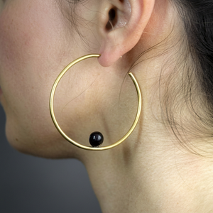 Pendientes de Aro Modernos y Elegantes, Chapados en Oro, con Piedra de Ónix Negro, para Fiestas y Eventos - Product Image 2