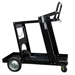 2 Tiers Steel Welding Machine <b>Trolley</b> Cart Universal Rolling MIG Welder Gas Cylinder Cart with 2 Zinc Chains 7 Inch Wheels - Product Image 3