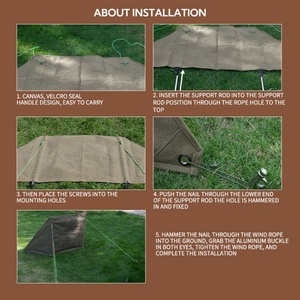 Cortina de Protección Contra el Viento para Acampar, con Marco de Acero Inoxidable y Tela de Algodón Lavado, para Fogatas - Product Image 4