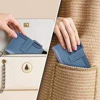 Dompet Lipat Multifungsi Anti Maling Kulit Sapi Asli RFID Serat Karbon dengan Ritsleting untuk Wanita