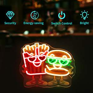 Letrero LED <span class=keywords><strong>de</strong></span> Neón con Impresión UV <span class=keywords><strong>de</strong></span> Hamburguesa y Papas Fritas, Decoración <span class=keywords><strong>de</strong></span> Pared con Alimentación USB para Cocina, Cafetería, Restaurante y Cuarto <span class=keywords><strong>de</strong></span> Hombre - Product Image 5
