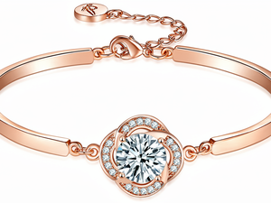Aihitero Brazalete <span class=keywords><strong>de</strong></span> Oro Rosa con Flores y Mensaje 'Siempre <span class=keywords><strong>Mi</strong></span> Hermana, Siempre <span class=keywords><strong>Mi</strong></span> <span class=keywords><strong>Amiga</strong></span>', 18cm <span class=keywords><strong>de</strong></span> Largo, con Circonita Cúbica, para Mujer - Product Image 1