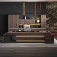 Conjunto de Silla y Escritorio Ejecutivo en Forma de L Minimalista LS, Mesa de Madera para CEO, Muebles de Oficina Modulares, Escritorio Ejecutivo de Diseño Moderno