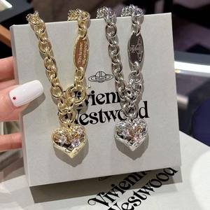 Collier Cœur Diamant Empress Western Tendance Européenne et Américaine, Chaîne Épaisse en Bambou, Bijoux Femme, Meilleures Ventes - Product Image 3