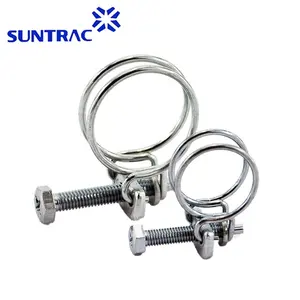 Adjustable double wire rope hose clamp