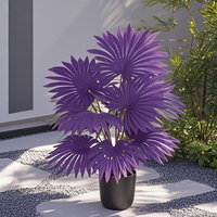 Nouvelle plante artificielle en pot en plastique, feuille de palmier artificielle éco-responsable, haute simulation, violet foncé, pour mariage et Noël