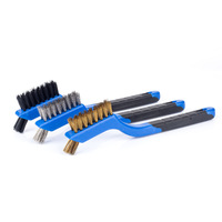 Brosse de nettoyage industrielle Lebang DIY, ensemble de trois pièces de 7 pouces avec revêtement en caoutchouc, pour nettoyage des fentes et élimination de la rouille, en fil d'acier et nylon