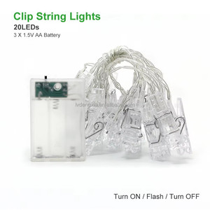 <span class=keywords><strong>Guirlande</strong></span> <span class=keywords><strong>lumineuse</strong></span> LED <span class=keywords><strong>à</strong></span> piles 3m 20 LED transparentes <span class=keywords><strong>avec</strong></span> pinces <span class=keywords><strong>photo</strong></span> pour décoration murale de festival et fête - Product Image 1
