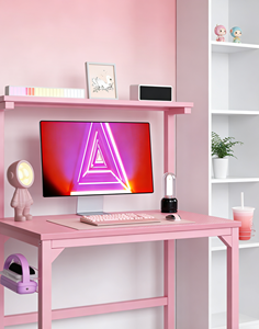 โต๊ะเล่นเกม 2 ชั้น สไตล์สีชมพู พร้อมชั้นวางของ - Product Image 5