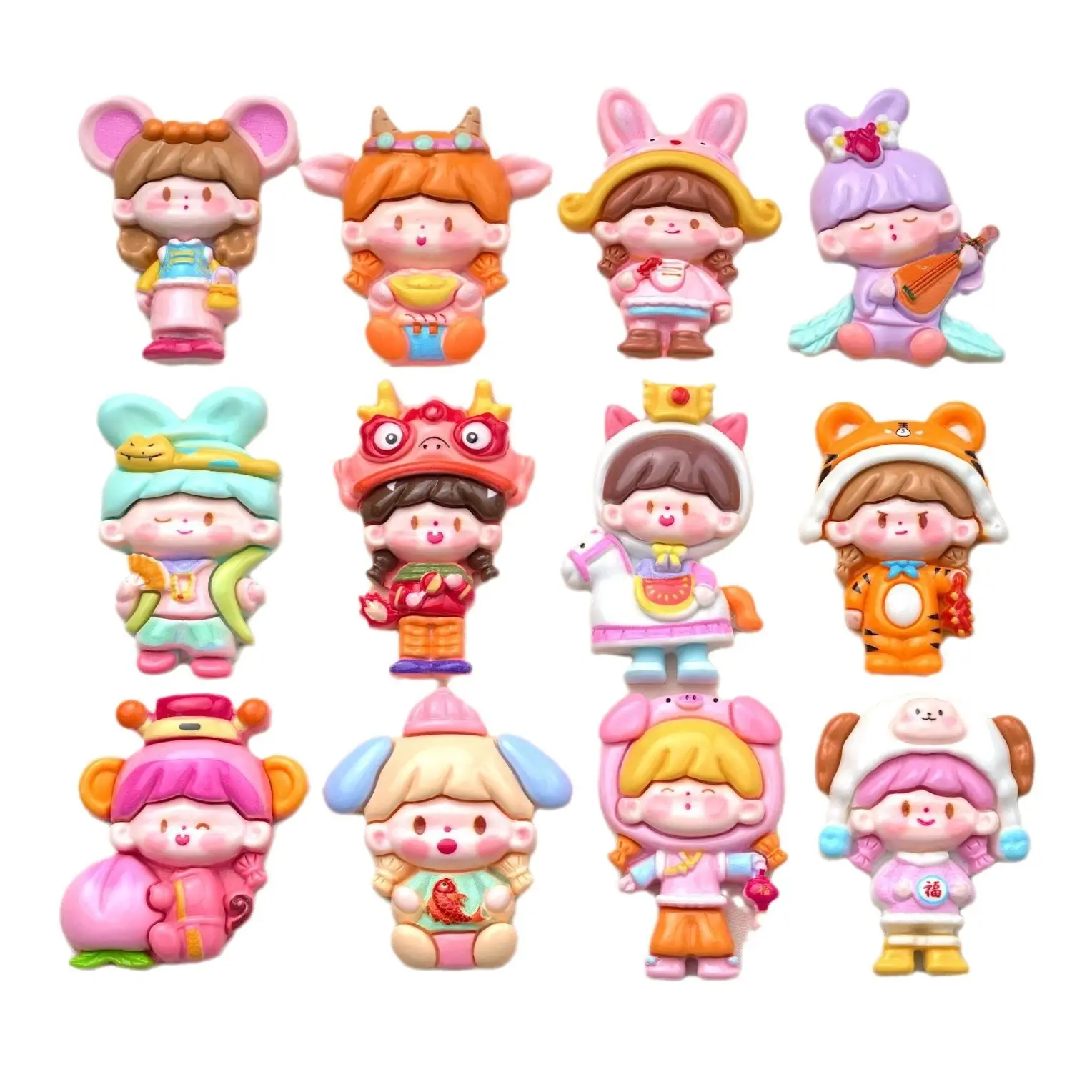 Hot selling kawaii animal cartoon flatback cabochon resin accessories for handmade crafts DIY home decoration accessories