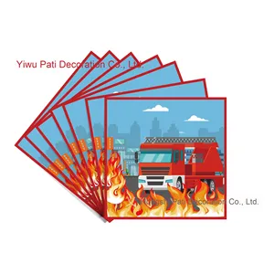 Décoration de fête d'anniversaire sur le thème des pompiers DAMAI, ensemble de vaisselle pour pompier, assiettes, serviettes, gobelets, nappe, bannière pour enfants, fournitures de fête pour garçons - Product Image 3