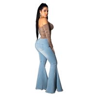 Jean en denim pour femme, coupe large, taille haute, style vintage, évasé, en coton, pour femmes grandes tailles