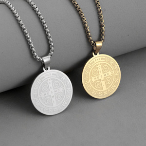 Collana con Ciondolo a Croce in Acciaio Inossidabile Stile Vintage e Trendy, Collana da Sacerdote in Stile Buddista per Figli con Forma a Farfalla - Product Image 2