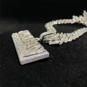 Pass Diamond Tester Full Iced Out VVS Moissanite Diamond Name Pendant Custom Hip Hop Jewelry 925 ciondolo lettera in argento massiccio