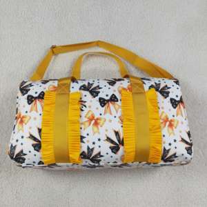 BA0314 Stylish <b>Canvas</b> Yellow Print Sport Casual Weekend Big Capacity Zipper Washable Travel Duffel Bag - Product Image 5