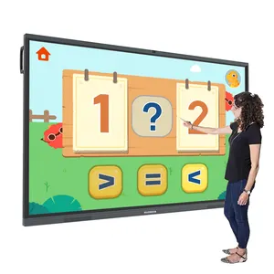 75 Inch Onderwijs 4K Hd Display Interactieve Smart Board Touchscreen Whiteboard Monitor Met Mobiele Standaard