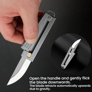 Couteau mécanique aiguisé en acier D2 pour l'autodéfense, jouet de décompression pour adulte, couteau pliant portable en forme de carotte pour ouvrir les boîtes, porte-clés - Product Image 3