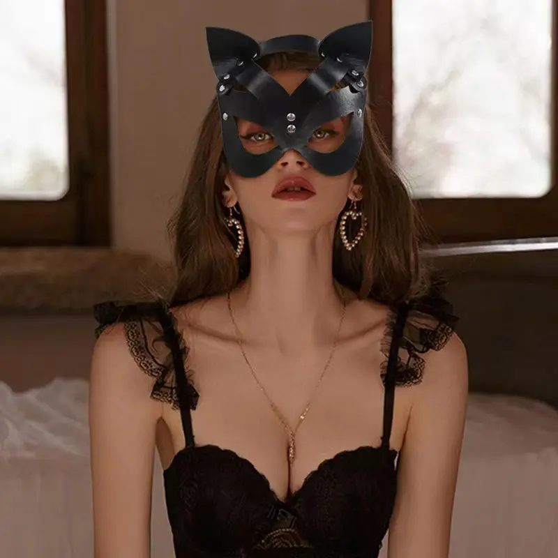 Sexy Blindfold SM Exotic Female Leather Fox Rabbit Cat Blinder Cosplay Halloween Party Blindfold