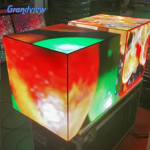 Tela de display led p1.25 p1.5 p2 p2.5, display de painel de led em forma de cubo mágico de vídeo 3d