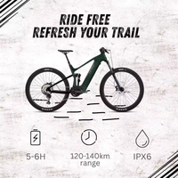 Vélo électrique tout-terrain CYCTRAC EM10 M560+Wheeltop Shift, double suspension, moteur central, 12 vitesses, batterie lithium 10.5Ah 500W, fibre de carbone
