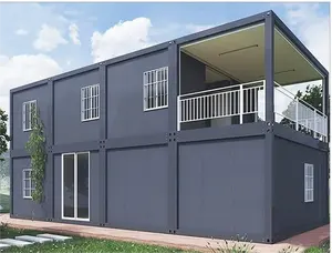 Rumah kontainer modern prefab mewah, rumah prefabrikasi lipat dua tingkat rumah besar 2024