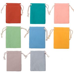 Vente en gros de petits sacs en toile personnalisés avec logo, écologiques, anti-poussière, en tissu, pour bijoux, en coton rose, avec cordon de serrage, mini sac en toile pour bijoux - Product Image 2