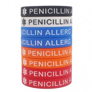 Bracelet en silicone de protection environnementale et de sécurité, bracelet d'avertissement médical en caoutchouc pour allergie au penicilline, usage hospitalier - Product Image 1