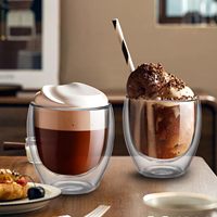 BS-3 150ml 5oz Petites tasses à café en verre, mini-tasses à expresso transparentes isolées à double paroi pour machine à expresso