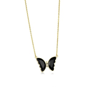 Fashion Women Jewelry Colorful Crystal butterfly <b>Choker</b> Necklace, 316L Stainless Steel 18K Gold Plated butterfly Necklace - Product Image 6