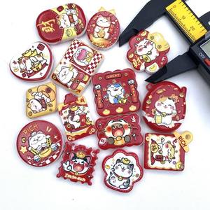 Perles en relief double face motif Chat de la Fortune <span class=keywords><strong>pour</strong></span> DIY : porte-clés, chaîne de téléphone portable, accessoire de stylo - Product Image 3