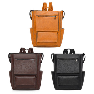 Women's Large Capacity Casual PU Leather Backpack Zipper Closure Polyester Lining New Business Travel Storage Bag Custom Logo - Product Image 3