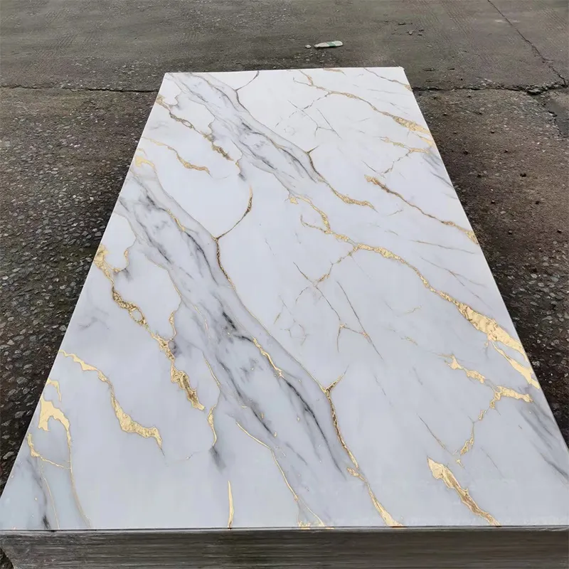 Hight Quality Golden Color Other Board European 2mm 3mm Plastic 2.4m 2.8 m PVC Wall Panel indoor PVC Marble sheet for wall