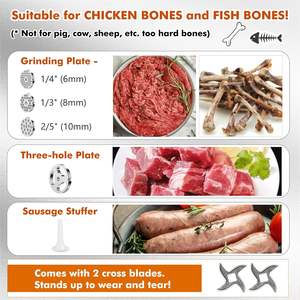 Hachoir à viande électrique commercial <span class=keywords><strong>Anatole</strong></span>, 1,3 CV, 950 W, robuste, en acier inoxydable, avec 4 plaques de broyage, 2 - Product Image 3