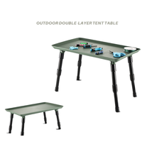Table d'accessoires d'extérieur portable PT67088 Kit de stockage de matériel de pêche à la carpe avec fonction de levage pour petits accessoires