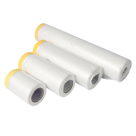 HDPE Pre-taped Masking Film Building Painting Single Sided Acrylic Heat-Resistant Pressure Sensitive Protective Paper 18mm Width