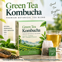 Mélange de tisanes en sachet portable style Kombucha : Thé vert, menthe, citronnelle – Tasse fraîche et légère, prêt à infuser, extrait d'herbes