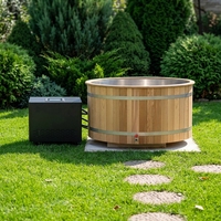 Baignoire de récupération à froid pour la maison, bain froid spacieux en cèdre rouge pour 2 personnes, cuve intérieure en acier inoxydable 304 + refroidisseur 1 CV pour la détente en jardin