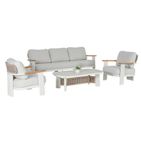 Ensemble de canapés d'extérieur modernes en métal avec design en corde tressée, construction durable, fauteuils et table basse ovale pour jardin/patio