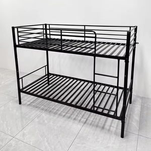 Cama litera metálica de dos pisos con estructura de tubo cuadrado, económica, de hierro. - Product Image 1