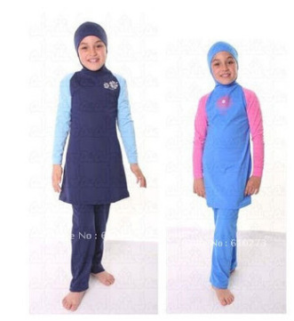 Maillot De Bain Burkini Enfant Fille - Ensemble Manches Longues + Pantalon - Couvrant Et Confortable - Polyester/Spandex - 10