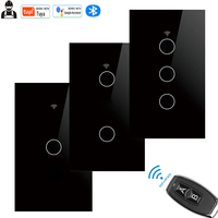 US RF433 Wifi Smart Wall Switch Touch 1/2/3/4 Gang pour Tuya Compatible Alexa Controlled 10A Max Single Zero Live Universal pour
