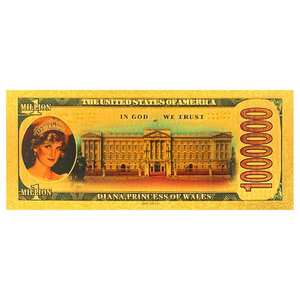 Wholesale Waterproof 20th Anniversary Commemorative British Princess <strong>Diana</strong> 1000000 Gold-Plated Banknote - Product Image 5
