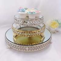 Décoration de mariage, plateau en métal doré argenté de style européen, support à gâteau en cristal, ornements, support à gâteau en métal, accessoires de mariage