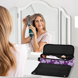 Étui portable pour fer à friser et lisseur, résistant à la chaleur, organiseur de rangement pour outils capillaires, motif fleur hawaïenne violette, sac de voyage pour outils capillaires - Product Image 6