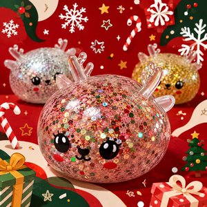 Christmas Limited Edition Glitter Reindeer Squishy Toy with Red Steamer Style <b>Pack</b> Soft Stress Relief Sensory <b>Fidget</b> Gift - Product Image 4