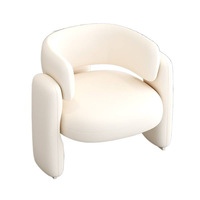 Weiß One Seat PU Leder Schnitts ofa Stuhl Modern Minimalist Wohnzimmer Freizeit Kreative Trendy Light Luxus mit Holzbeinen
